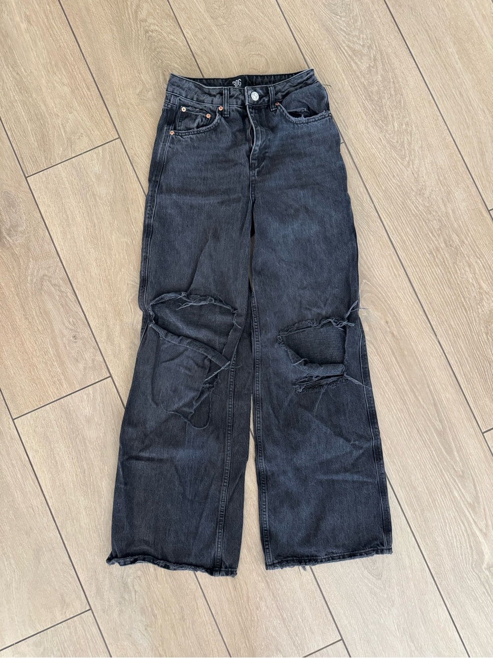 Urban Outfitters BDG Black Distressed Puddle Wide-Leg Jeans